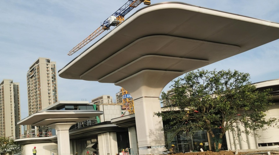 合肥華蓋售樓部UHPC柱子造型安裝落地工程案例解析